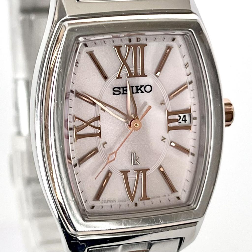 Полированный Seiko Lukia Excellent Pink S2337 [Рабочее состояние] Женские часы, Радиоуправляемые на солнечной батарее, Состояние, Циферблат, Золотой,