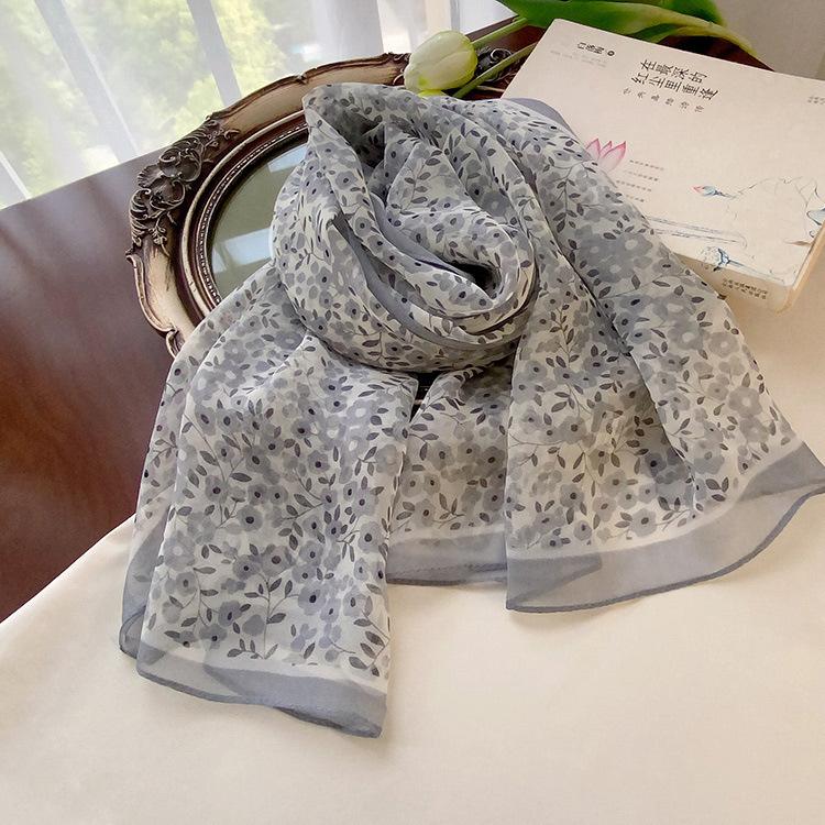 Spring Style Cicada Wings Long Silk Scarf for Women Spring and Autumn Thin Style Fashionable and Versatile Georgette Multi-color Printed Long Scarf