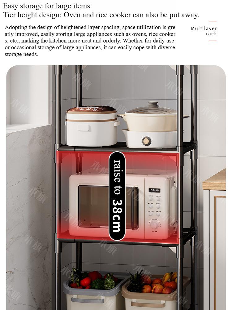 6 Tier Kitchen Shelf,floor Standing Multi-tier Household Microwave Storage Rack,multifunctional Oven Pots and Pans Storage Shelf
