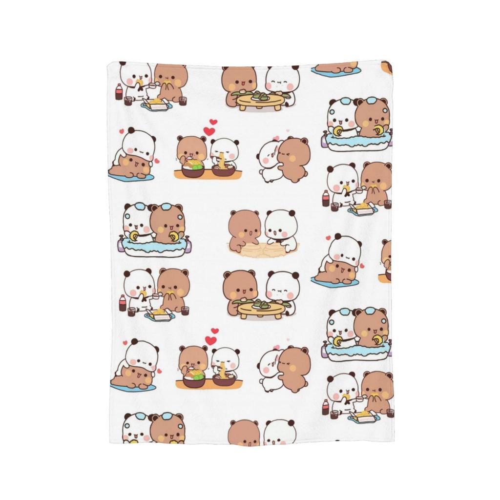 Bubu and Dudu Blanket Velvet Panda And Brownie Bear Couple Warm Throw Blanket for Bedding Couch Bed Rug