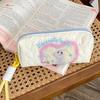 Love Quilting Women's Storage Bags Cute Cartoon Print College Girls Pencil Case Cosmetic Bag Simple Female Clutch Purse Handbags