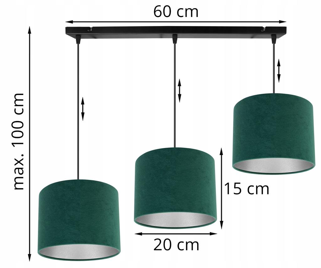 Pendant lamp, ceiling chandelier, chrome, velvet lampshade