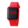 Спортивные однотонные резиновые ремешки с квадратным циферблатом, светодиодные детские электронные наручные часы