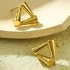 Gold Plated Titanium Steel Combined Triangular and Conical Earrings Minimalist Geometric Unique Style Fashion Jewelry for Women