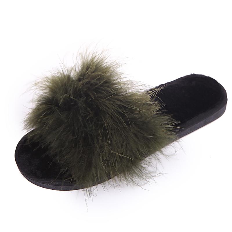 Fashion Fashion Fluffy Faux Fur Slippers for Women Soft Plush Open Toe Home Slippers Woman Autumn Winter Indoor Cozy Furry Flat Slides