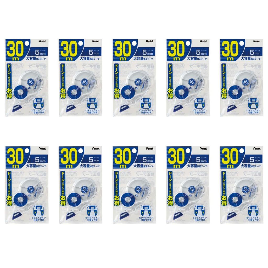 Корректирующая лента Pentel одноразового использования 30 м ширина 5 мм 10 шт XZT515-W