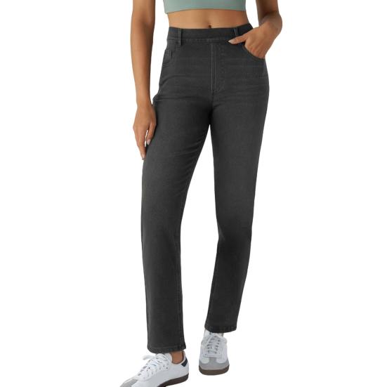 Женские прямые джинсы с высокой талией, укороченные джинсовые брюки, эластичные до щиколотки