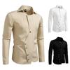 Autumn Men'S Solid Color Lapel Long Sleeve Shirt European Size Men'S Slant Placket Shirt Jacket