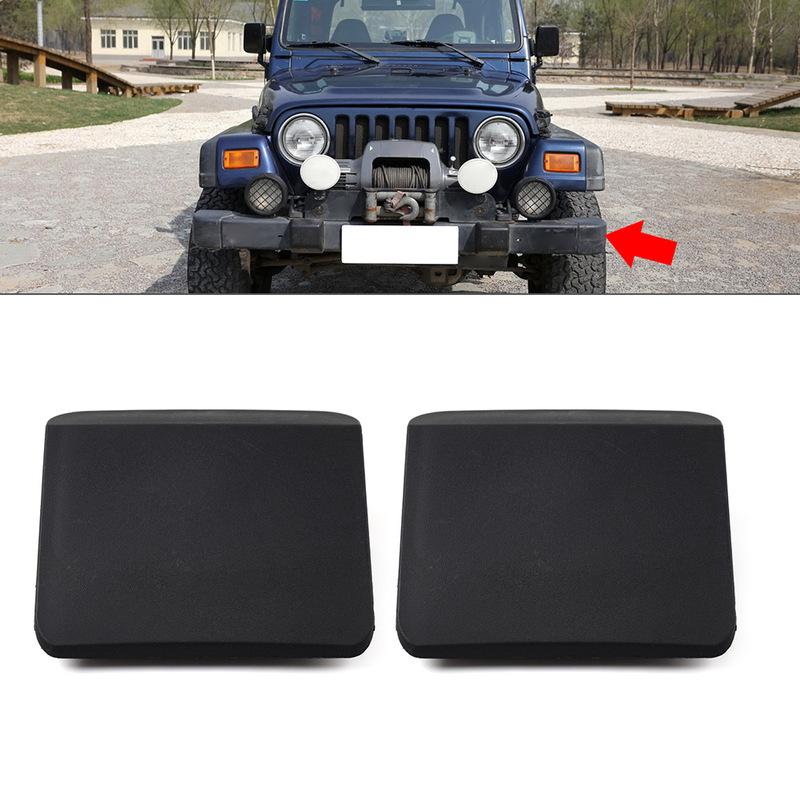 2PCS Anti-dust Front Bumper End Cap Cover Car Additional Accessories For Jeep Wrangler TJ 1996-2006 ABS Black