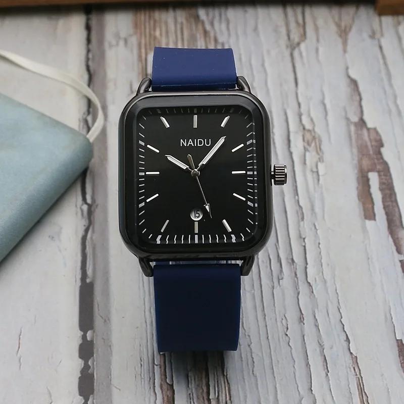 Прямоугольный календарь мужские женские часы модные студенческие силиконовые часы ремешок простые кварцевые часы Relogio Feminino Zegarek Damski