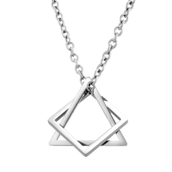 Men Necklace Contrast Color Triangle Shape Hip-hop Style Retro Men Pendant for Daily Wear