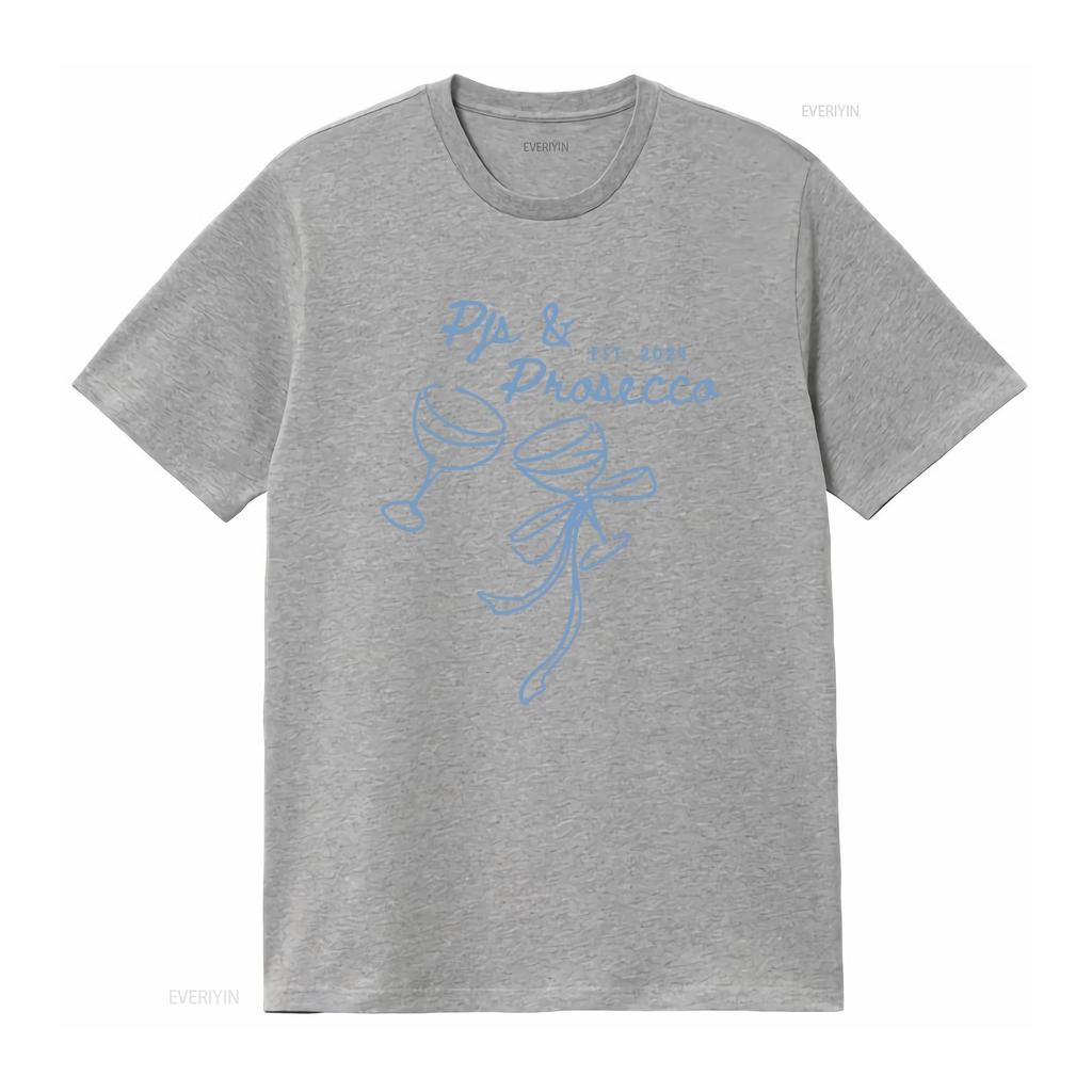 Minimalist Line Art Pjs Prosecco EST Wine Glass Casual Print T Shirt vintage Washed homme Versatile graphic Comfortable