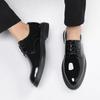 Men's Leather Shoes Men's Business Dress British Black Suit Shoes Breathable Patent Leather Glossy Pointed Shoes Korean Version Single Shoes