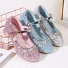Princess Girls' Sequined High Heels - Soft, Non-Slip Leather Shoes for Spring and Autumn