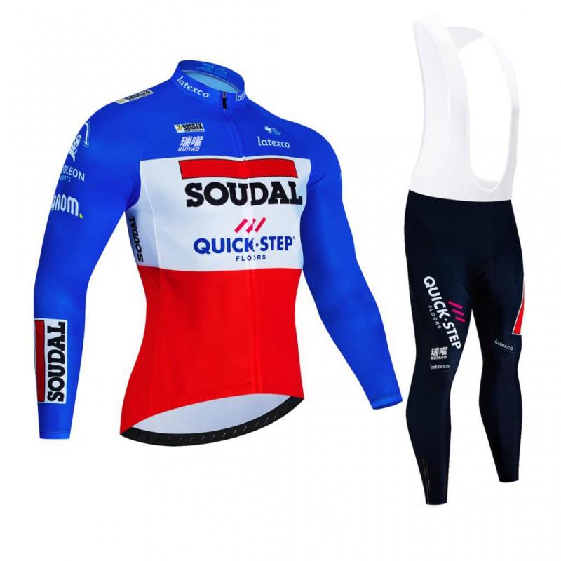 Mens Winter Cycling Long Sleeve Jersey Thermal Pants Set Road Bike Riding