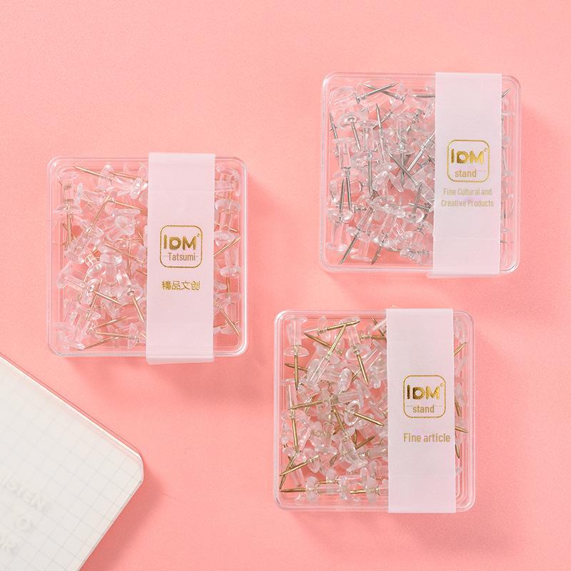 Набор из розово-золотых кнопок и скрепок с длинным хвостом — креативный офисный комплект