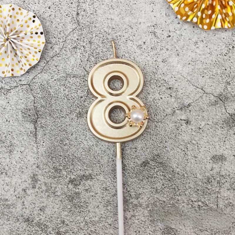 Золотые 3D свечи в виде цифр для торта, подходящие для украшения дня рождения, украшение на день рождения, инструменты для украшения торта