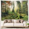 Fantasy Forest Landscape Tapestry Flowers and Plants Misty Tree Hole Tapestry Wall Art Hanging Cloth Room Home Decoration