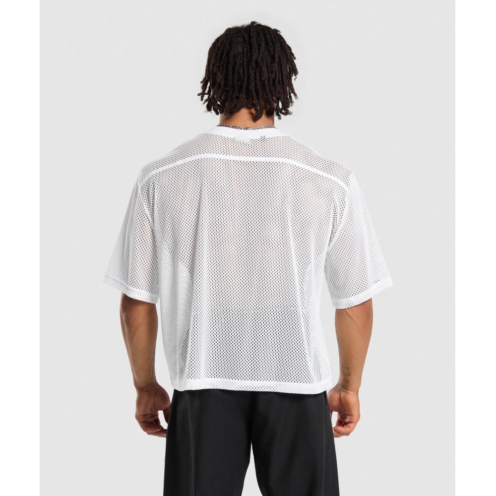 Gymshark Футболка свободного кроя в сетку белого цвета A5a5j Wb57