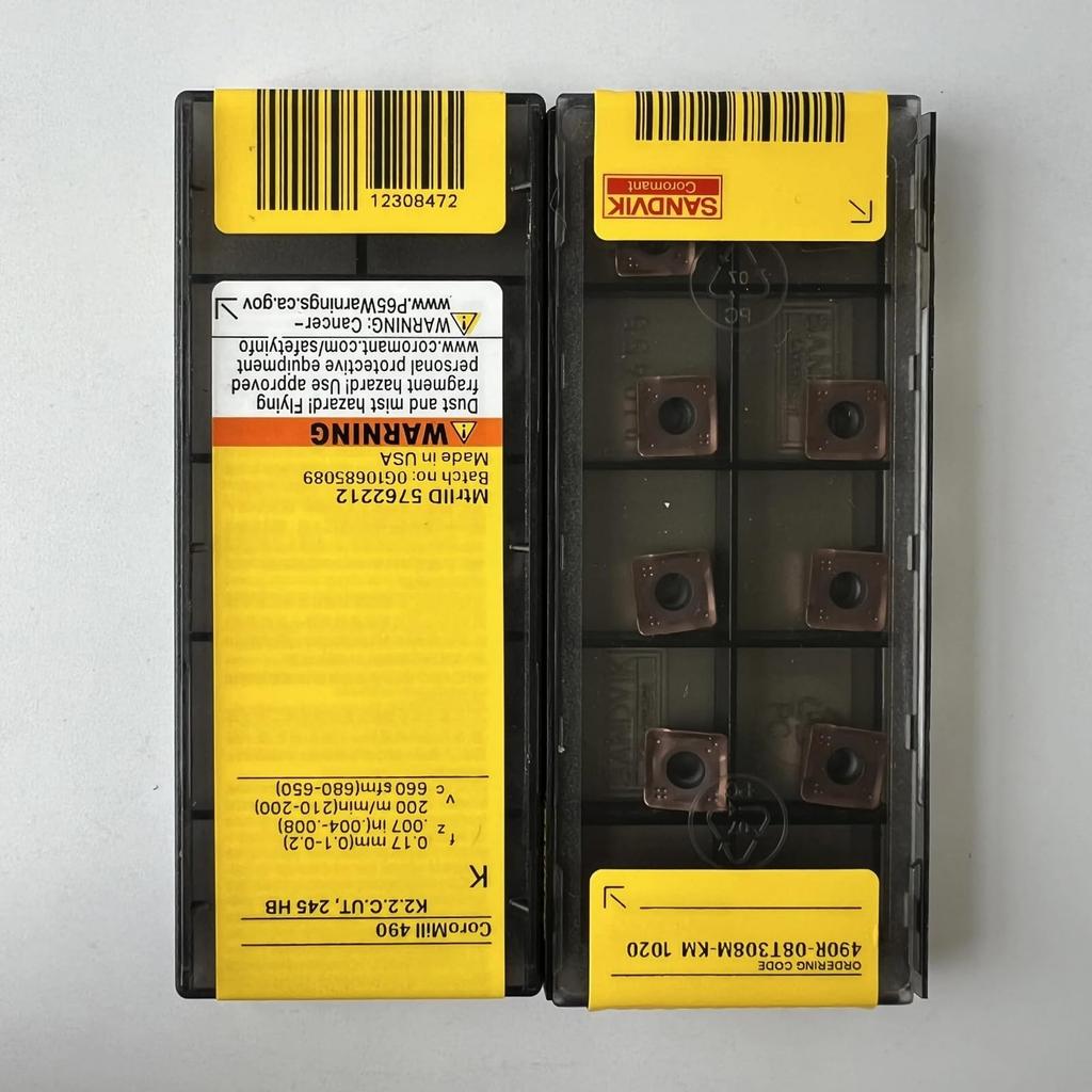 Original Sandvik / 490R-08T308M-KM 1020 /  CNC Lathe Carbide Blade 10 Pcs