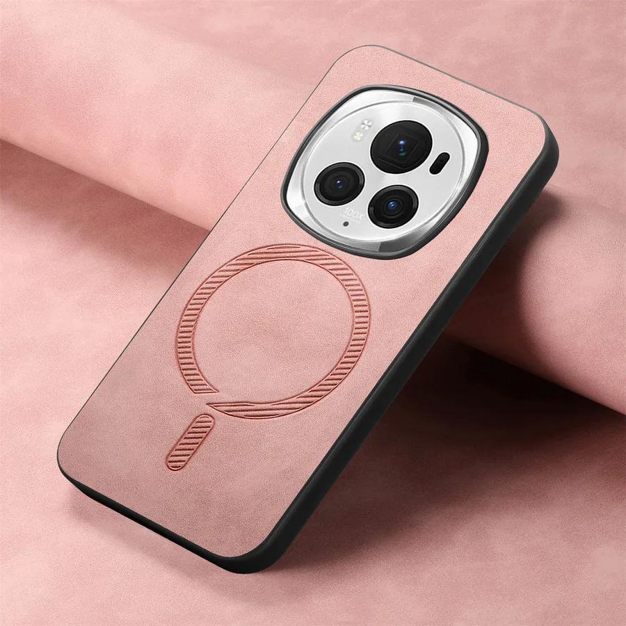 Для Huawei Honor Magic 6 Pro 5G Роскошный кожаный чехол для беспроводной зарядки Magsafe Магнитный чехол для Honor Magic6 Lite 6pro Противоударный бампер