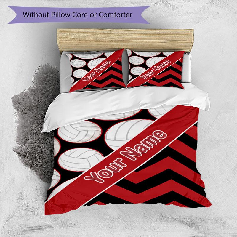 3PC Custom Name Volleyball Spirit Jersey Bedding Set Duvet Cover Closure Includes 1 Duvet Cover & 2 Pillowcases for Bedroom