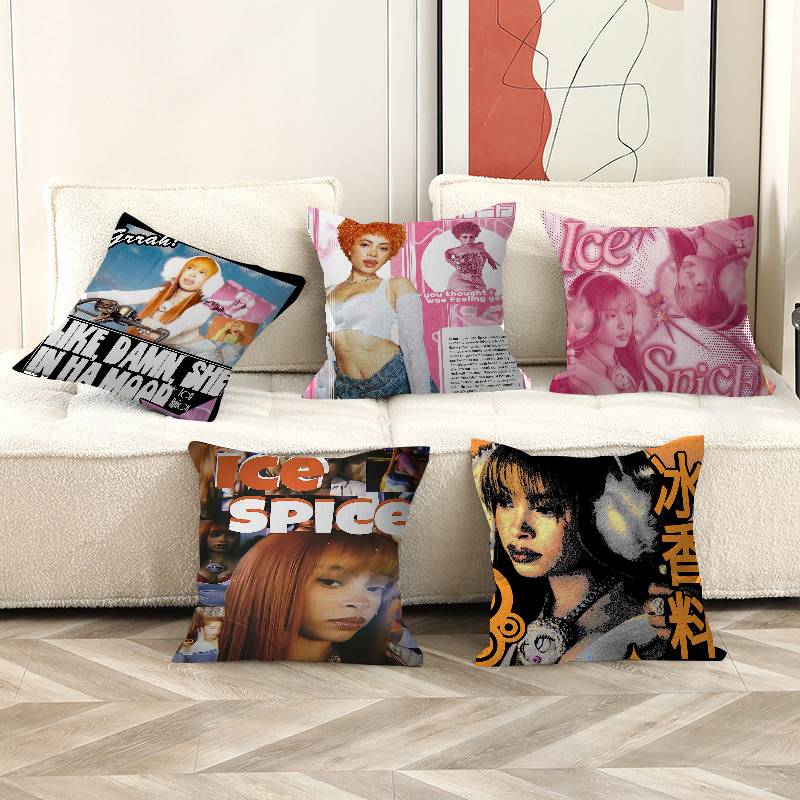 I-Ice S-Spice Rapper Pillow Covers Cartoon Sofa Decorative Home Double-sided Printing Short Plush Cute Cushion Cover