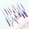 16Pcs Manicure Set Clippers Faux Oblique Leather Case Flat with Nail Eyebrow Scissors Nail