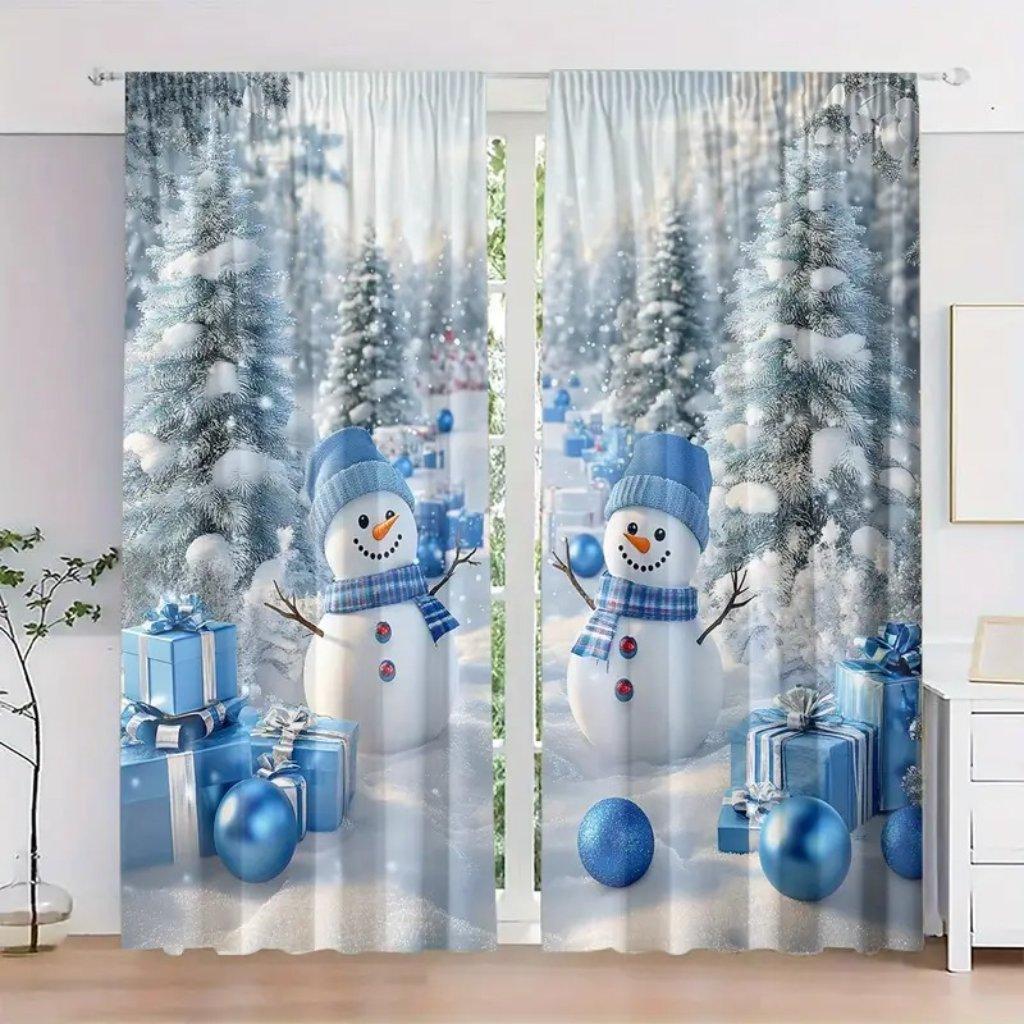 2 шт. Рождественские шторы с изображением вертепа - карманы на штанге, светофильтрующие оконные шторы для гостиной, спальни, офиса и кухни