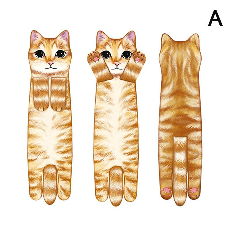 Funny Cat Hand Towels Kitchen Bathroom Hand Towel With Hanging Loops Soft Absorbent Home Decor Dishtowel For Cat Lover Gifts