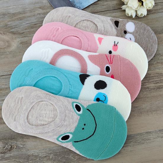 Женские невидимые хлопковые носки с нескользящей подкладкой для лоферов с низким вырезом и животным