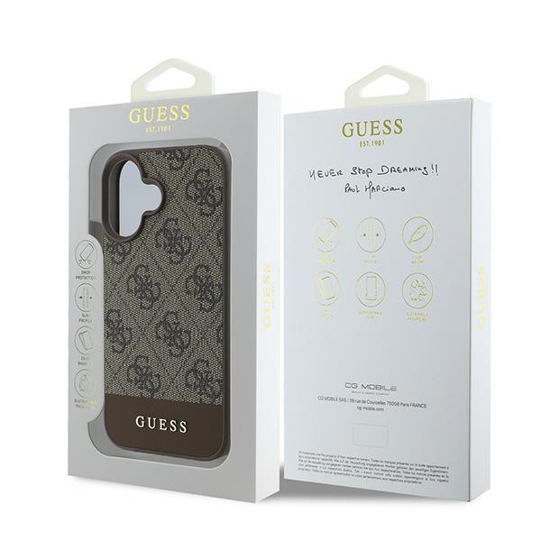Etui do iPhone 16 Plus Guess brązowy 4G Logo