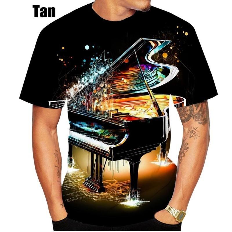 Модная футболка с 3D-принтом, ноты фортепианной музыки, головокружение, гипнотический, забавная футболка с коротким рукавом, топы для мужчин/женщин
