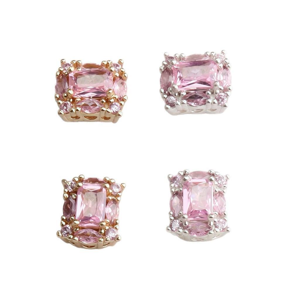 Квадратные бусины-разделители с цирконами, заполненные 14-каратным золотом, для изготовления украшений своими руками