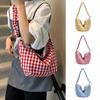 Half Moon Hobos Shoulder Bag Plaid Handbags Simple Crossbody Bag  Female