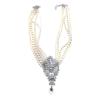 Multi-Layer Pearl Crystal Gemstone Water Drop Pendant Short Collarbone Necklace Fashionable And Exaggerated