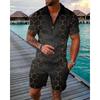 2025 summer men's 3D digital printing short-sleeved polo fashion sports and leisure suit foreign trade men's solid color