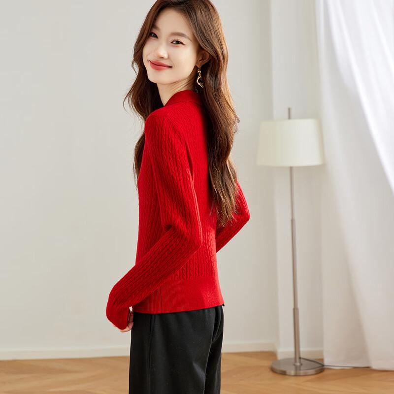 Women's 100% Wool Half-Zip Twist Knit Sweater