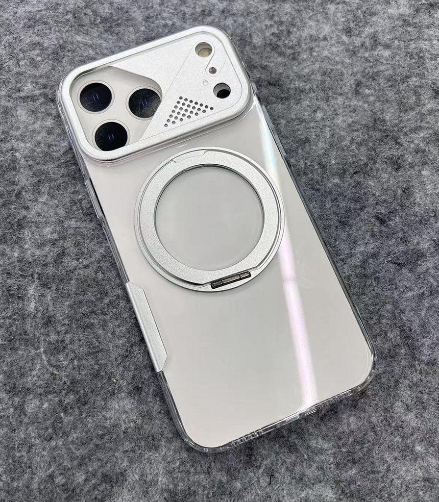 Магнитный чехол-подставка с вращением на 360° и металлической линзой для iPhone 17 Pro Max