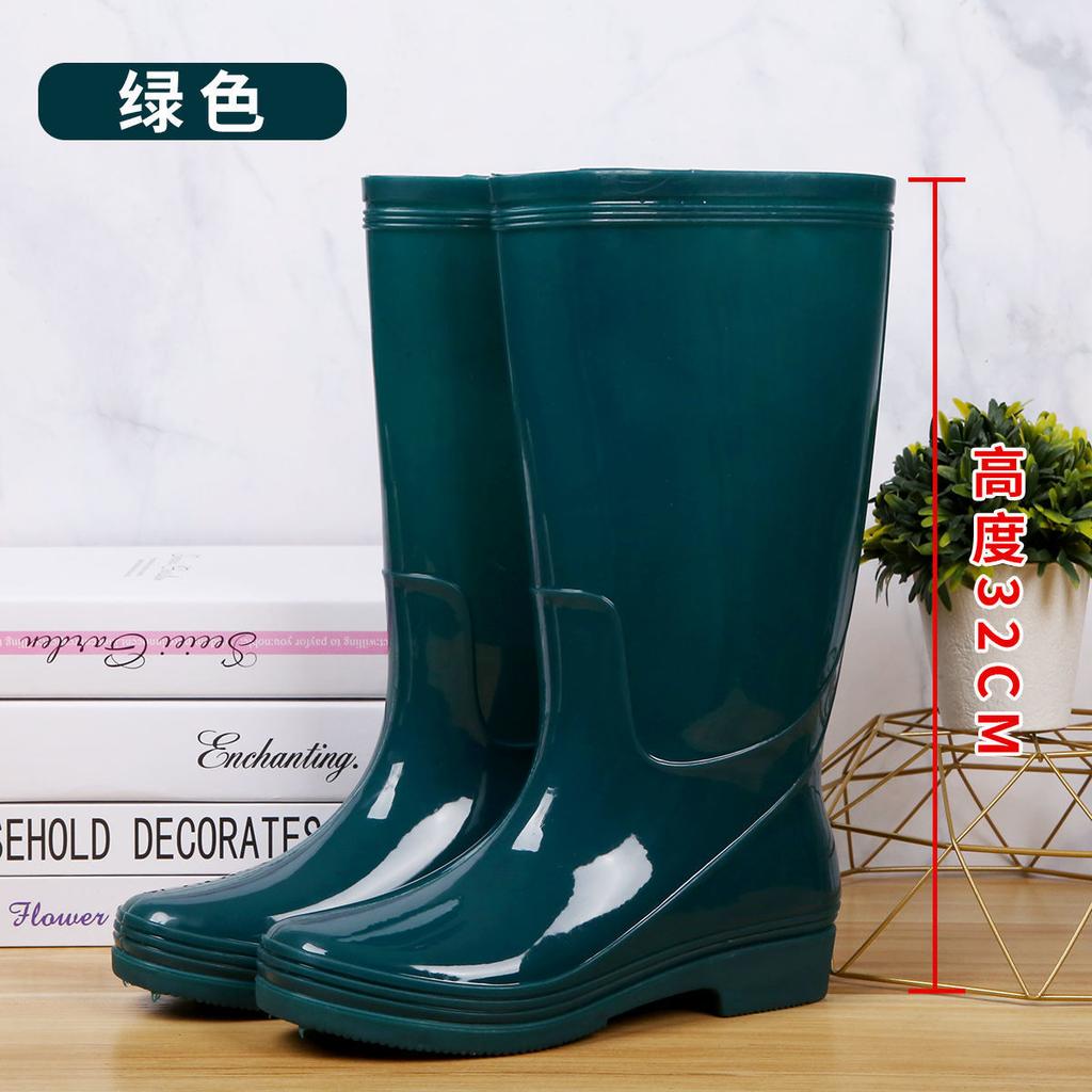 Shoes women's high tube fashion non-slip rain shoes medium tube wear-resistant anti-shoe long tube rain boots velvet thermal short boots