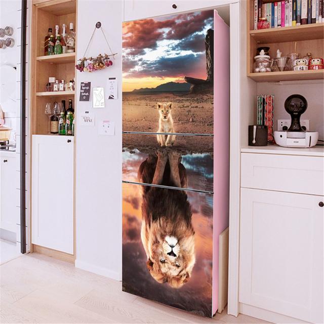 3D Flowers Self Adhesive Refrigerator Wrap Freezer Sticker Art Fridge Door Cover Wallpaper Relief Flower Kitchen Accessories