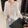 Hollow Sequined Thin Knitted Sweater Women's Summer New Loose Long-sleeved Versatile Sunscreen Blouse Top