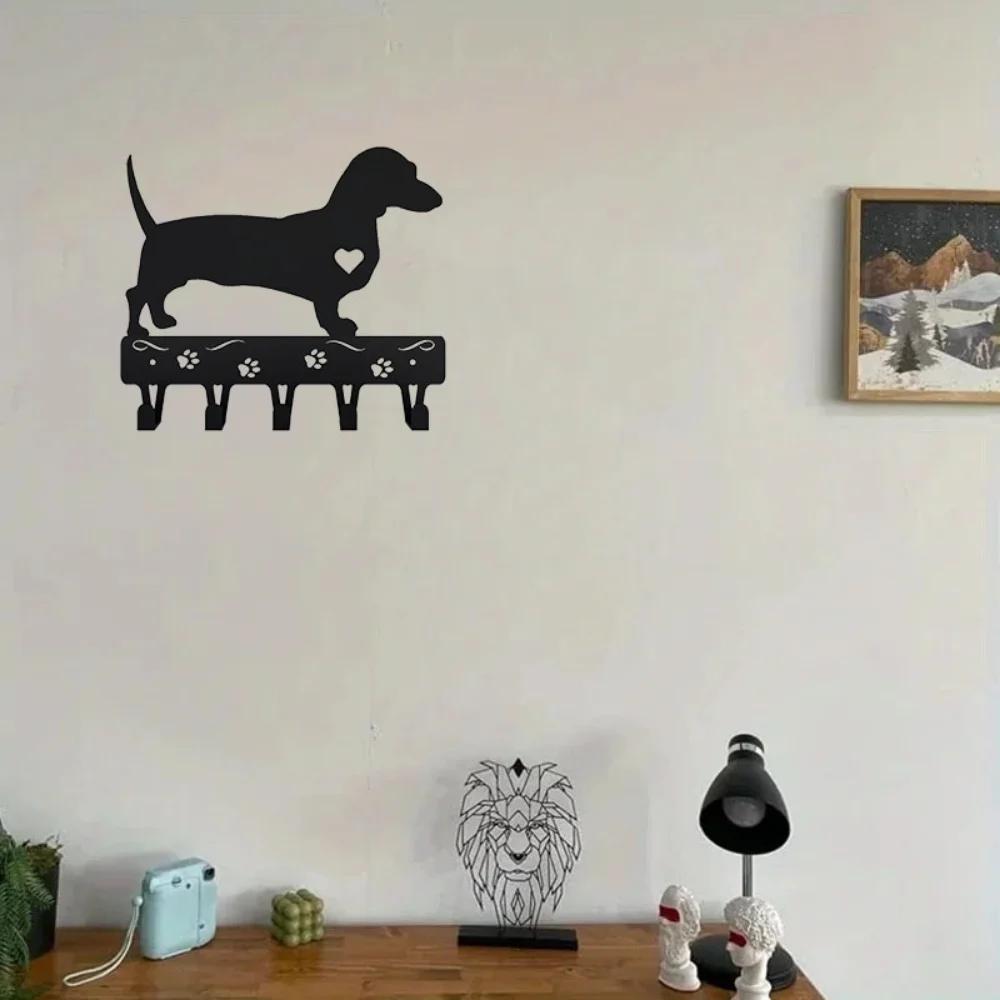 1pc Wall Iron Crafts Key Rack Dog Leash Hanger - 9 Inch Wide Metal Wall Art Hook for Hanging Key Holder Iron Art