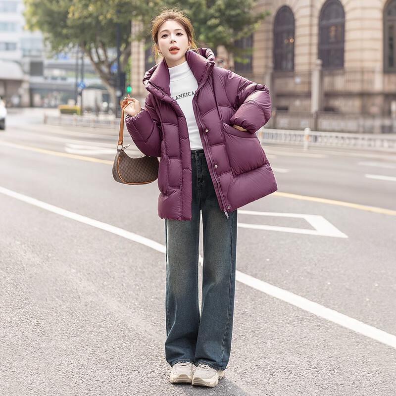 SIBASHE Women's 90% Down Hooded Loose-Fit Winter Jacket with Pockets