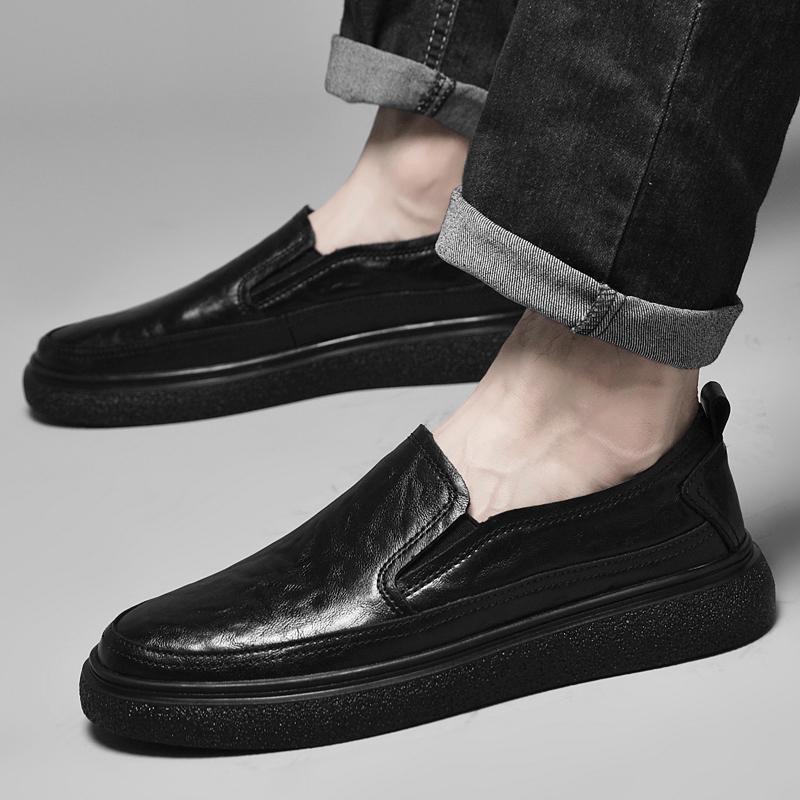 Fashion Flat Bottomed Men's Leather Shoes Quality Elegance Comfort Style Office Driving Outdoor Leisure Business Brown Adult Loafer