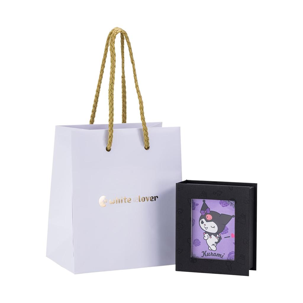 [Белый клевер] Серьги Куроми из серебра 925 пробы с кубическим цирконием, оксидированными, в виде бабочки, персонажи KUROMI Sanrio SAKU-P004