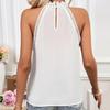 Женский жилет с halter-вырезом Повседневные топы Однотонный Кружевная отделка Ажурная вышивка