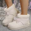 Fashion Sweet Bowknot Decoration Cotton Snow Boots Women 2025 Winter Warm Short Plush Ankle Boots Fashion Faux Fur Slip On Booties