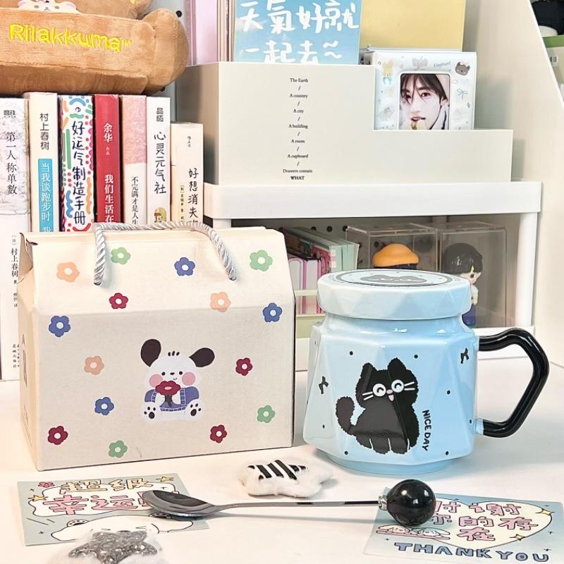 Подарок на день рождения ins Крем Ветер Кошка Керамическая кружка Девичье сердце Кружка для кофе и молока Сувенир Подарочная коробка