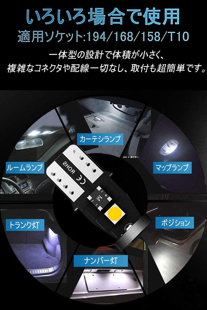 Светодиодная лампа T10 с голосовым управлением, Светодиодный канселлер T10, Светодиодная лампа T10 с белым взрывом, Встроенный канселлер, CANBUS